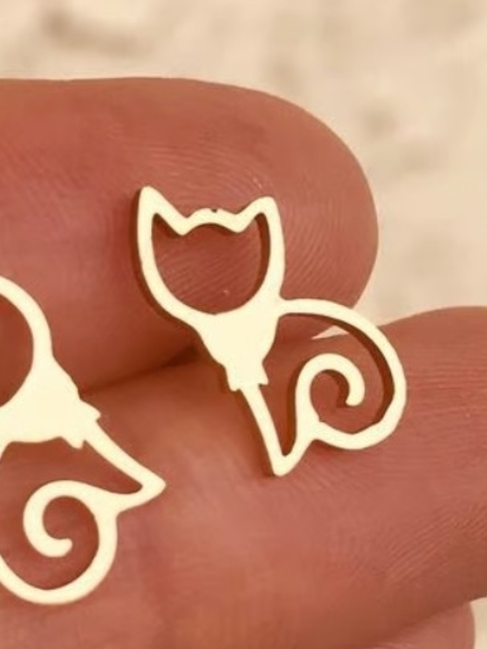 Gold Cat Silhouette Stud Earrings